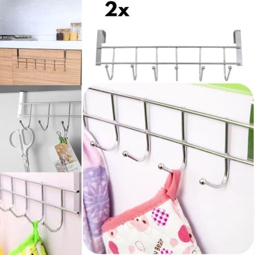 Cabides Suporte para Porta Multiuso com 8 Ganchos Para Pendurar no Banheiro Roupas Toalhas Organizador