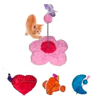 Brinquedo Interativo Mola Arranhador Para Gato anti stress - Aranhador Base Pelúcia Modelo Peixe. Gato, Patinha, Coração, Lua e Flor
