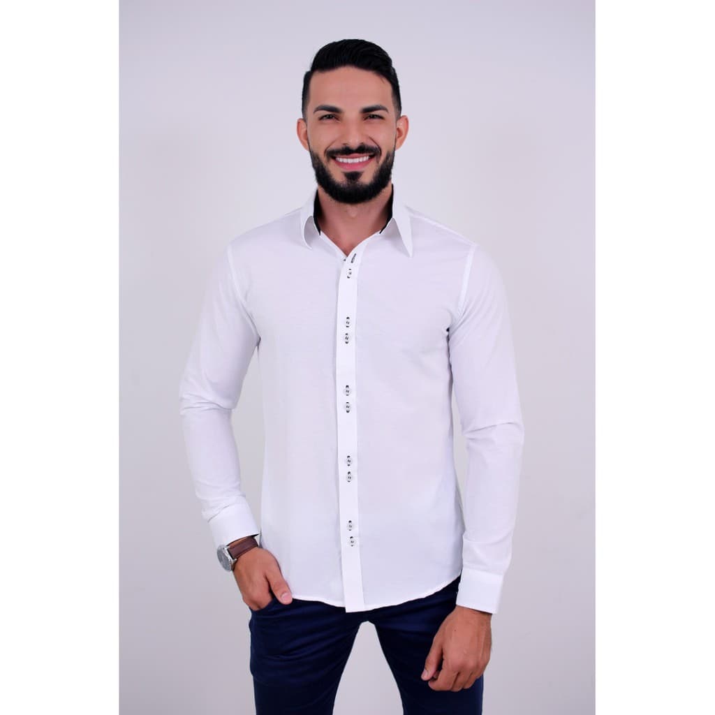 Camisa Masculina Social Manga Longa Blusa Slim Casual Luxo
