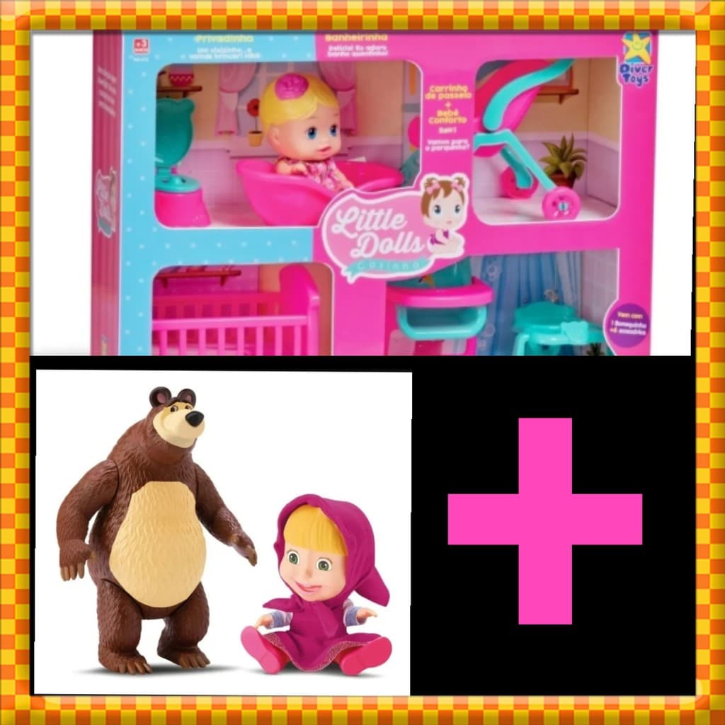 Masha E O Urso + Casinha Little Dolls Divertoys