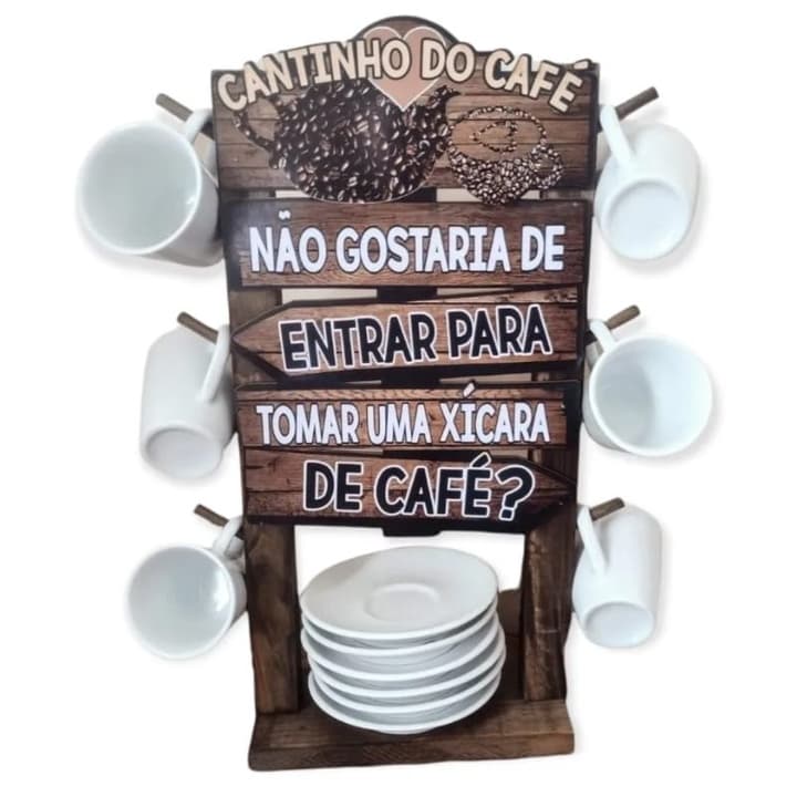 Organizador Para xícara cantinho do café ☕.Fe,Foco,Força, Café Suporte De Xicara