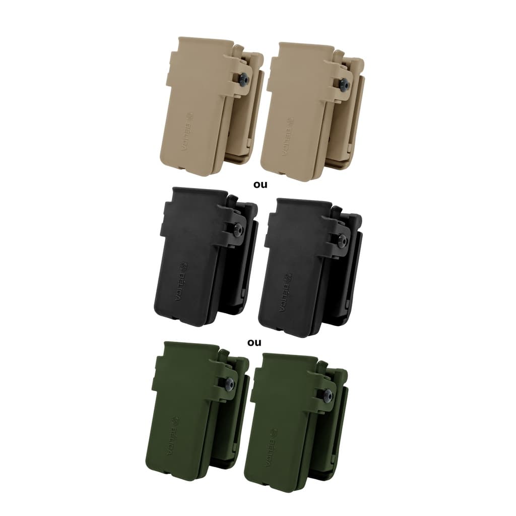 KIt 2 Porta Carregadores Cinto Fast Flocado com Regulagem Universal para .40 9mm 380 Polímero Bélica