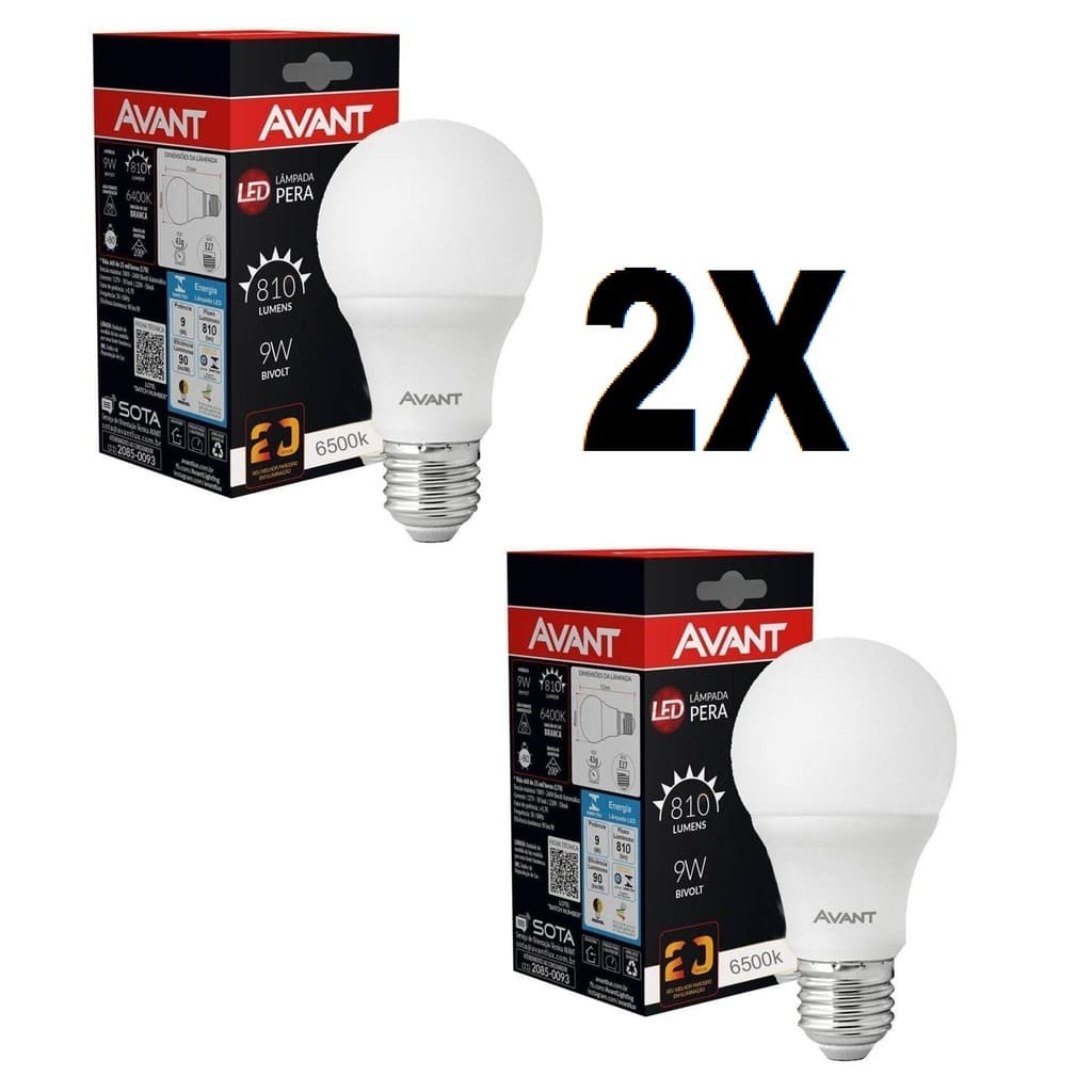 Kit 2x Lâmpada Led 9w  Avant Qualidade Premium Luxo  - Combo Duas Lâmpadas