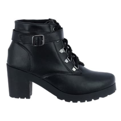 Coturno feminino mulher bota  tratorado salto médio quadrado com fivela metálica baixo removível