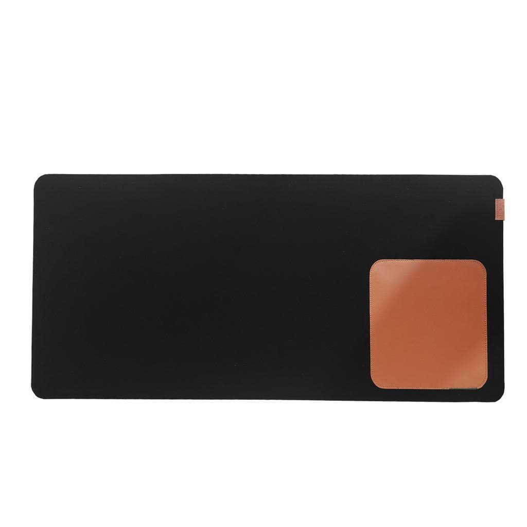 Desk Pad Feltro Grande com Mouse Pad Couro Caramelo