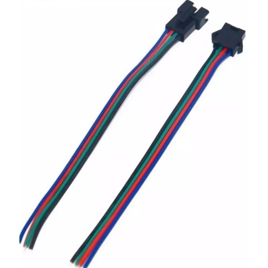 Kit 05 Par Emenda Conector Macho Femea 04 Vias para Fita Led 5050 3528 Rgb
