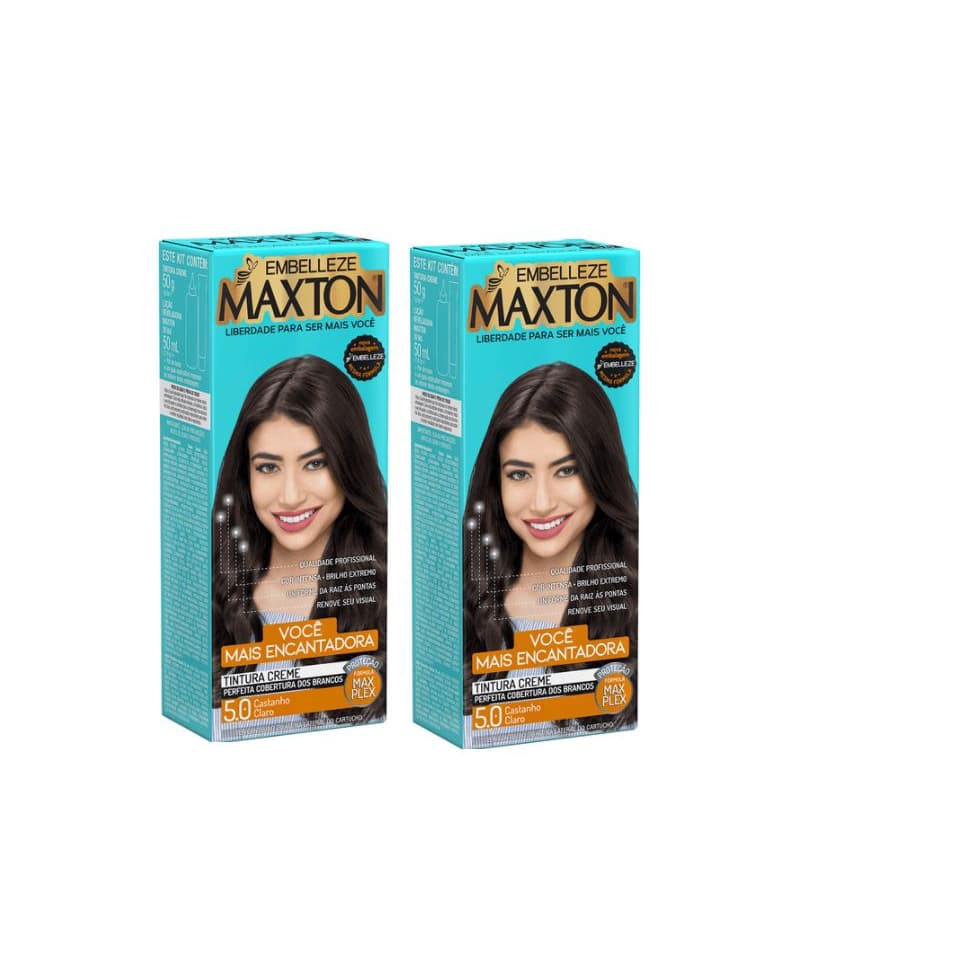 Maxton - Kit Com 2 Tintas de Cabelo - 5.0 Castanho Claro