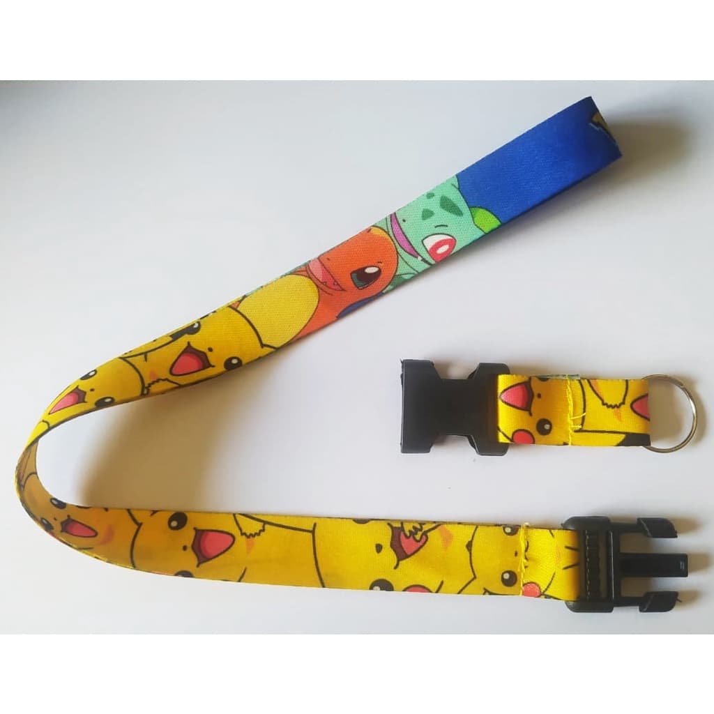 Chaveiro Cordão Moto Pescoço Fecho Engate Rápido Crachá Pikachu