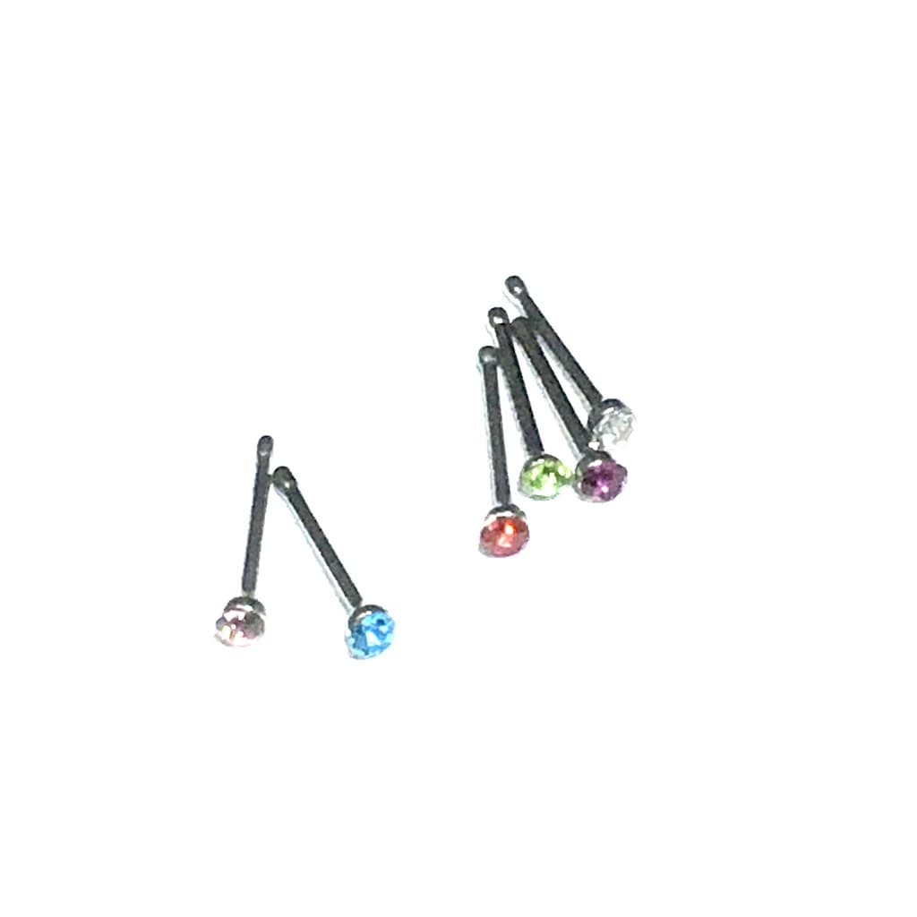 Piercing 2 Peças Reto PRATA PURA 925 Antialergico, banho de Diamante, PRETO,CRISTAL,VERMELHO,VERDE,AZUL,ROSA,PINK