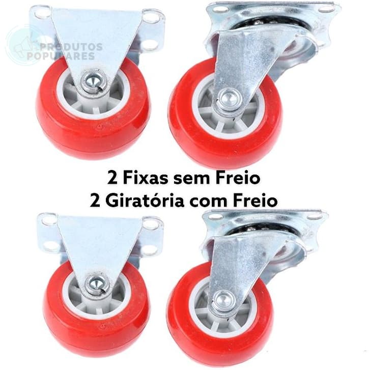 Rodas Giratório Rodinhas para Moveis Kit 4 Unidades Reforçado 2 Polegadas Poliuretano Para Moveis Pesado Capacidade Até 50kg Cada