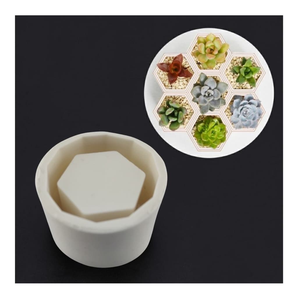 Molde Forma Silicone Resina Vela Vaso Hexagonal Modelo 2