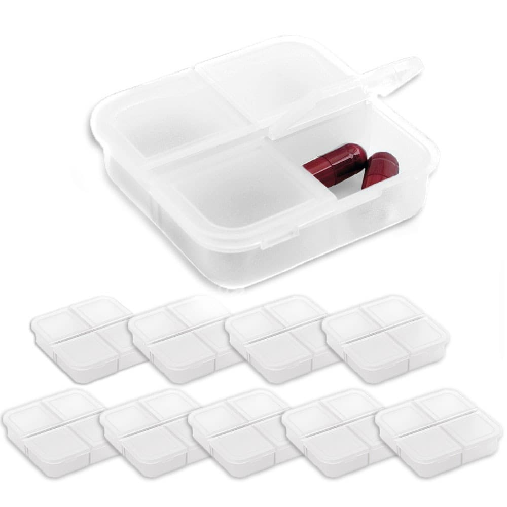 Kit 10x Porta Comprimidos com 4 Divisórias TopGet Branco