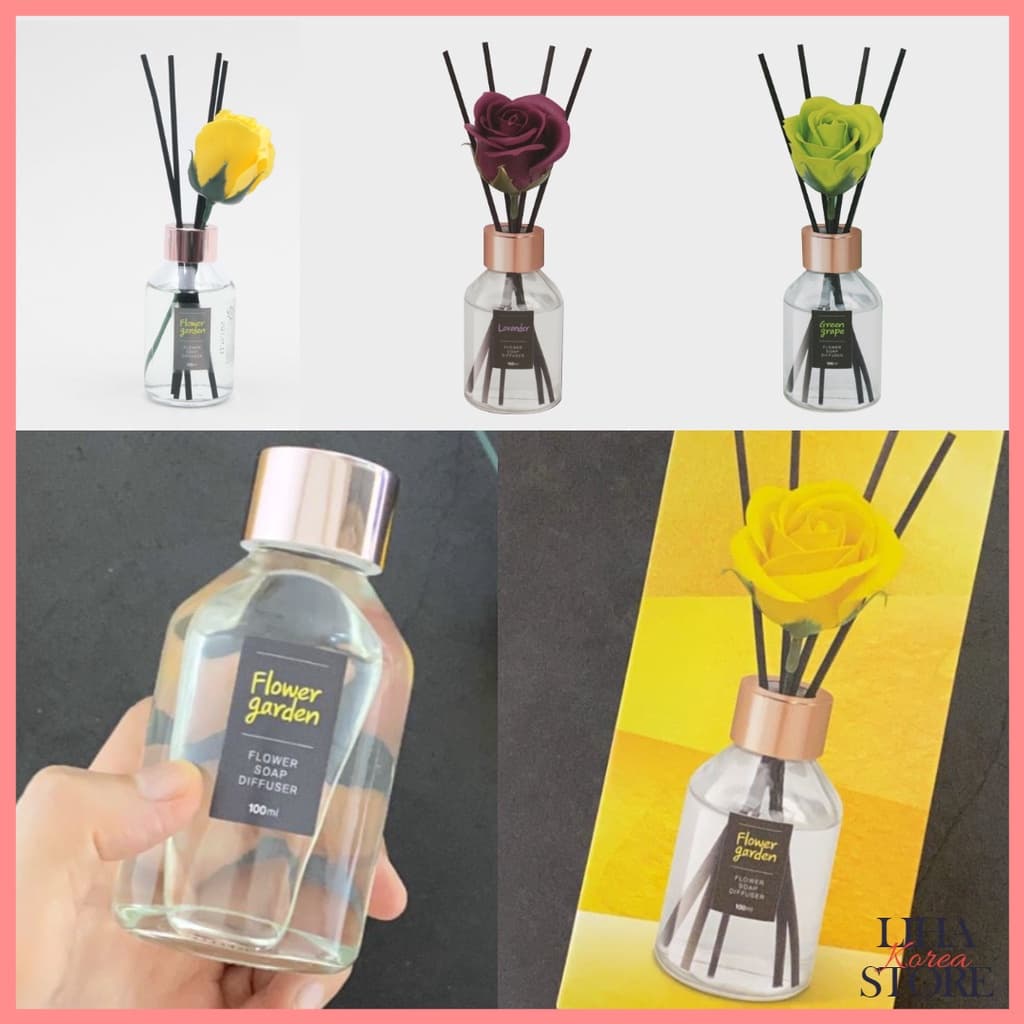 DAISO Coreia X Difusor De Flores De Sabão Decoração Para Casa 100ml Flor Uvas Verdes Lavanda