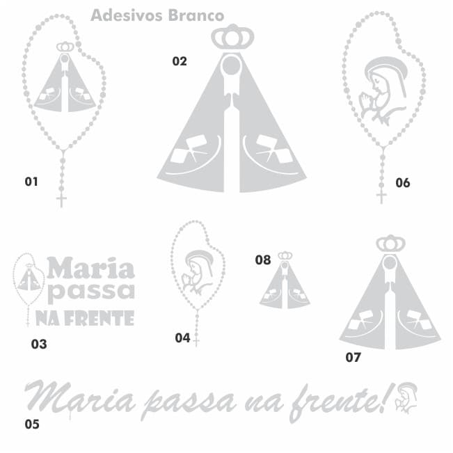 Sticker de Carro Mensagem Maria Passa Na Frente Kit C/15 Uni. Branco Vazado Religioso Acessórios Decoração Parabrisa