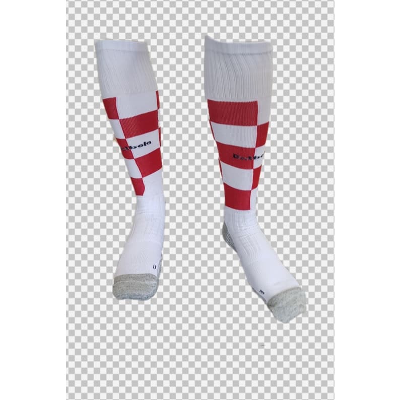 Meião Futebol Batbola Profissional Quadriculado Branco / Vermelho