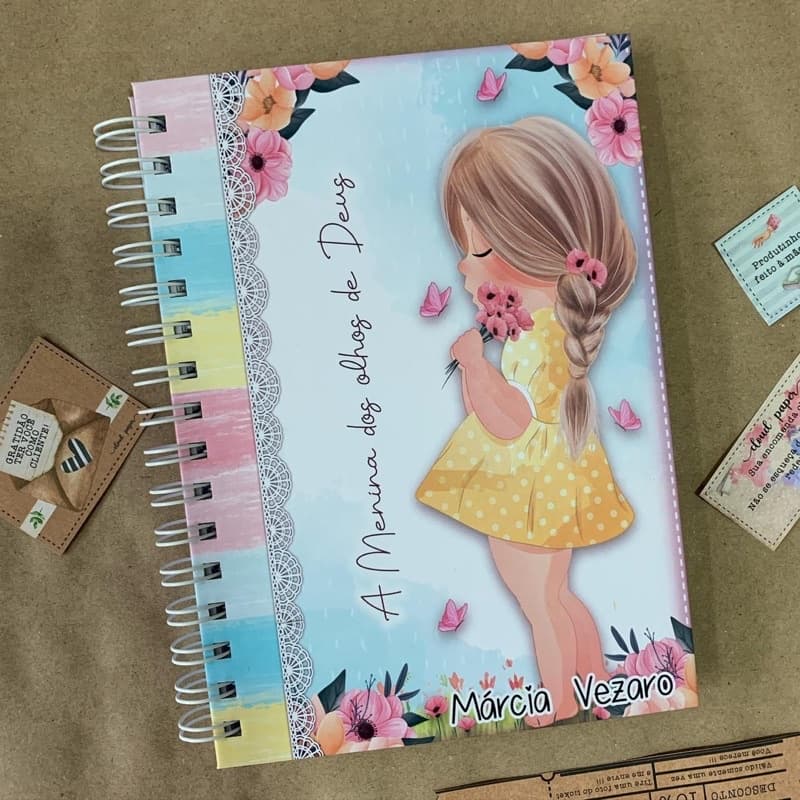 Caderno devocional de oração A menina dos olhos de Deus - Caderno de Oração rosa