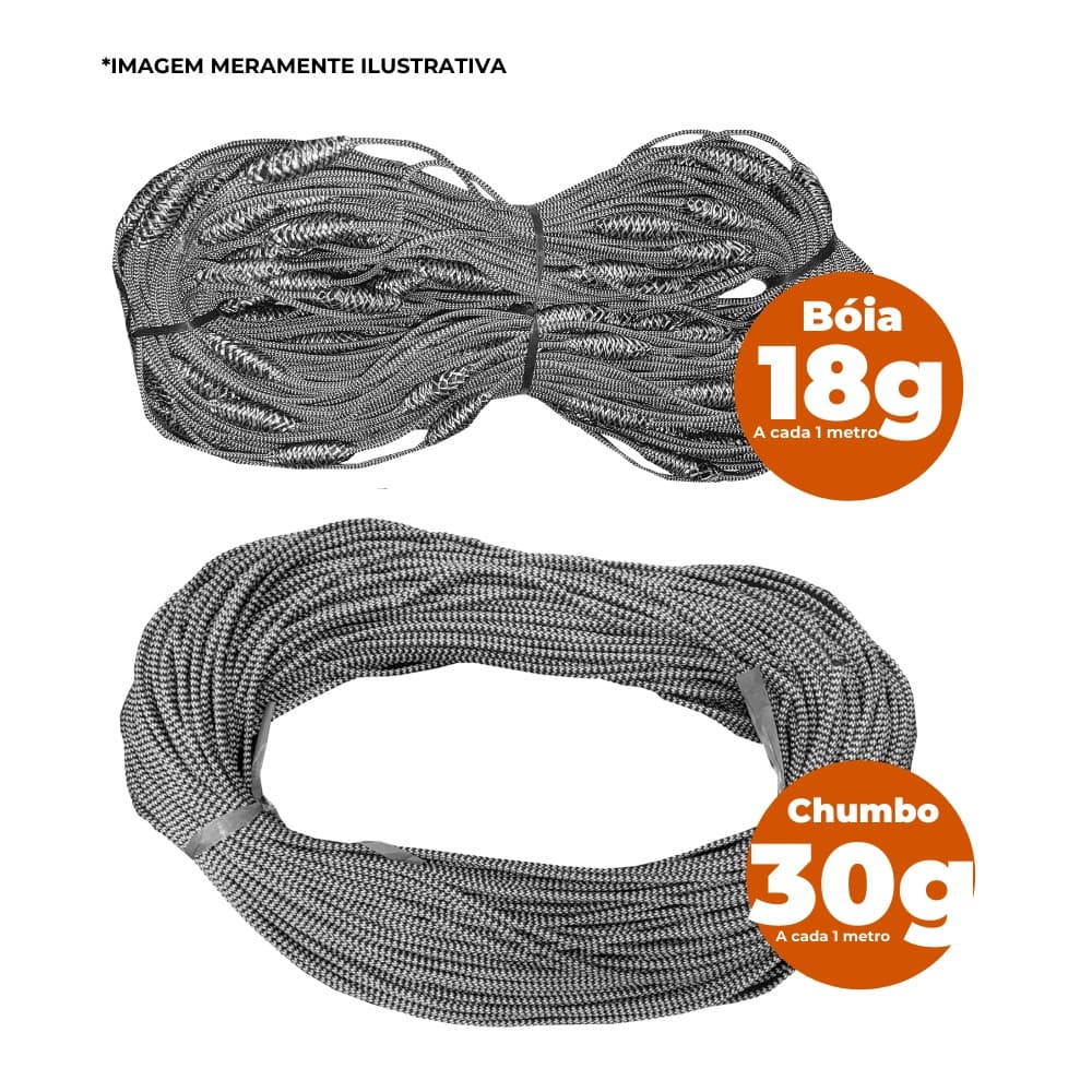 Kit Tralha de bóia 18gr 100m + Tralha Chumbo 30gr King para Redinha de Espera Profissional e Amadora
