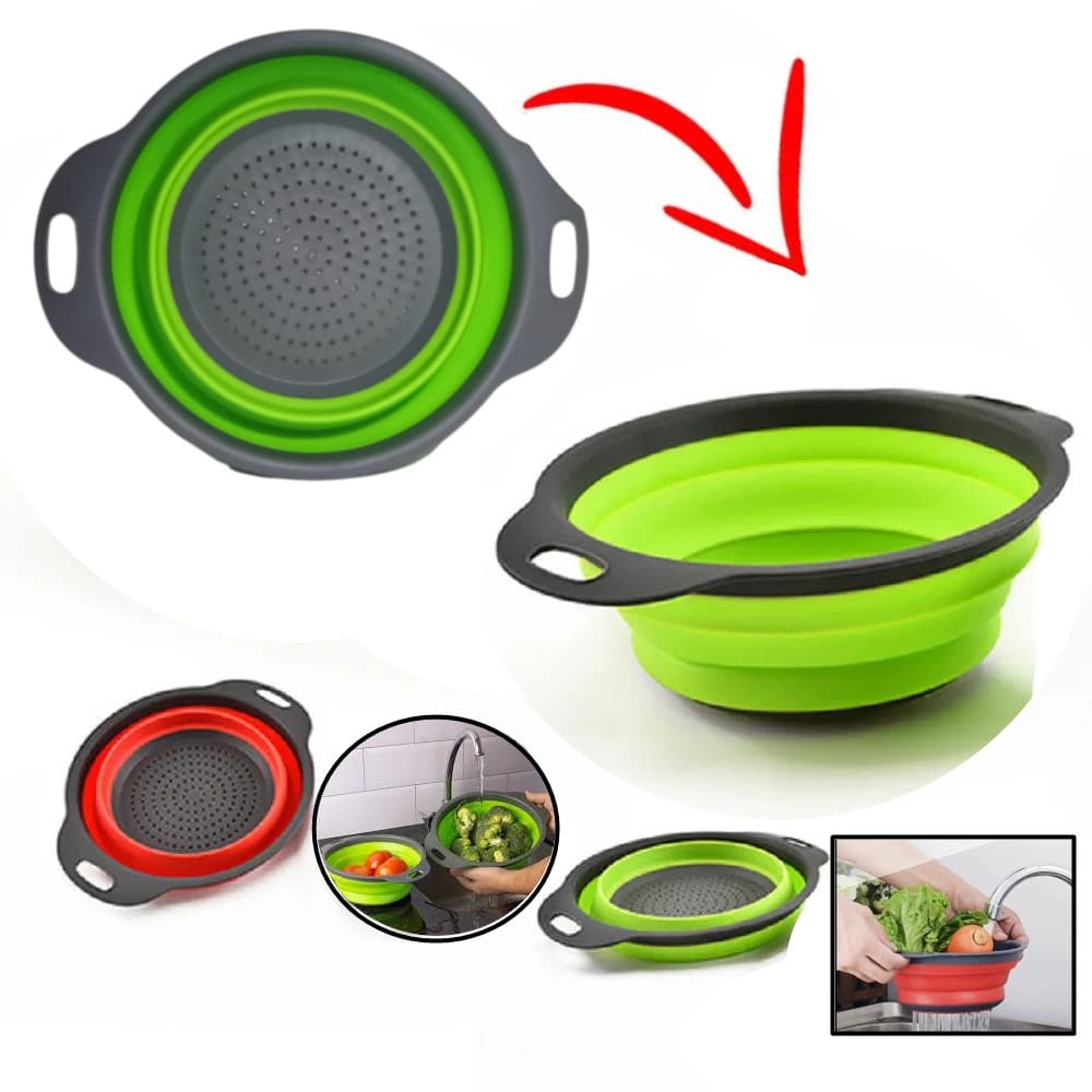 Escorredor Retrátil De Silicone Multiuso Para Cozinha. Escorredor Flexível em Silicone