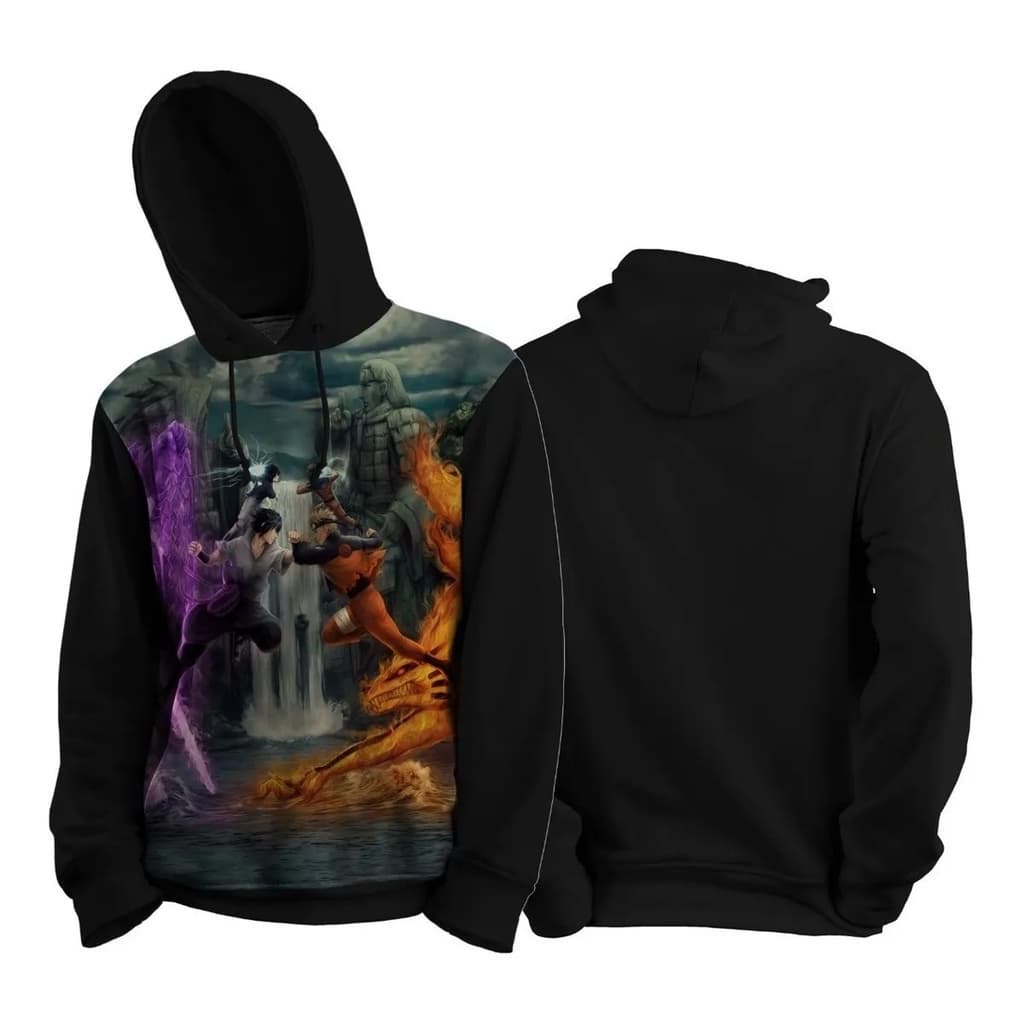 Casaco Moletom Frio Estampado 3d Full Print Naruto X Sasuke (Infantil)