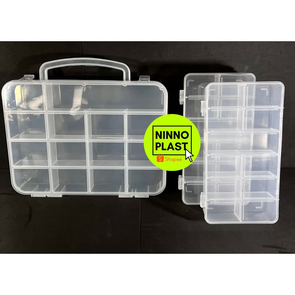 Kit 1 Maleta 14 Divisões + 2 Caixas 11 Divisôes (transparentes)