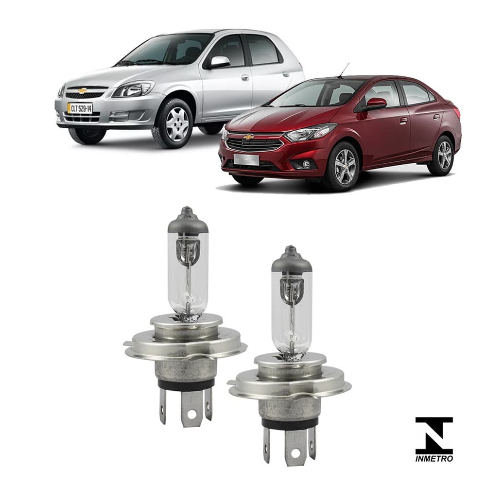 Kit 2 Lampada H4 Farol Alto E Baixo Onix Prisma Celta Gm Par