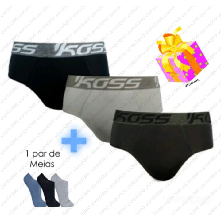 Kit 3  Cuecas Slip Microfibra Original + 1 Par de Meia Algodão Revenda