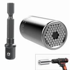 Jogo Chave Soquete Universal 7 A 19 mm Adaptador Parafusadeira 3/8 pol Chave de Boca Gator Grip