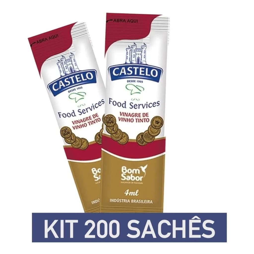 Vinagre Castelo Stick Bom Sabor 200 Sachês - Caixa Fechada