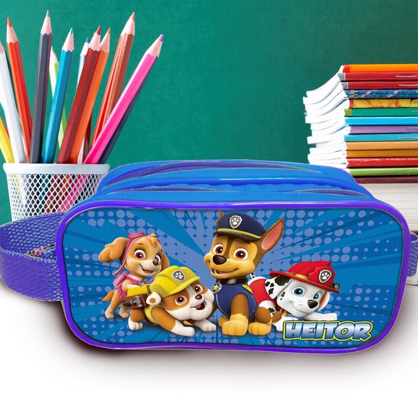 Estojo Duplo Personalizado Com Nome, Patrulha Canina Menino