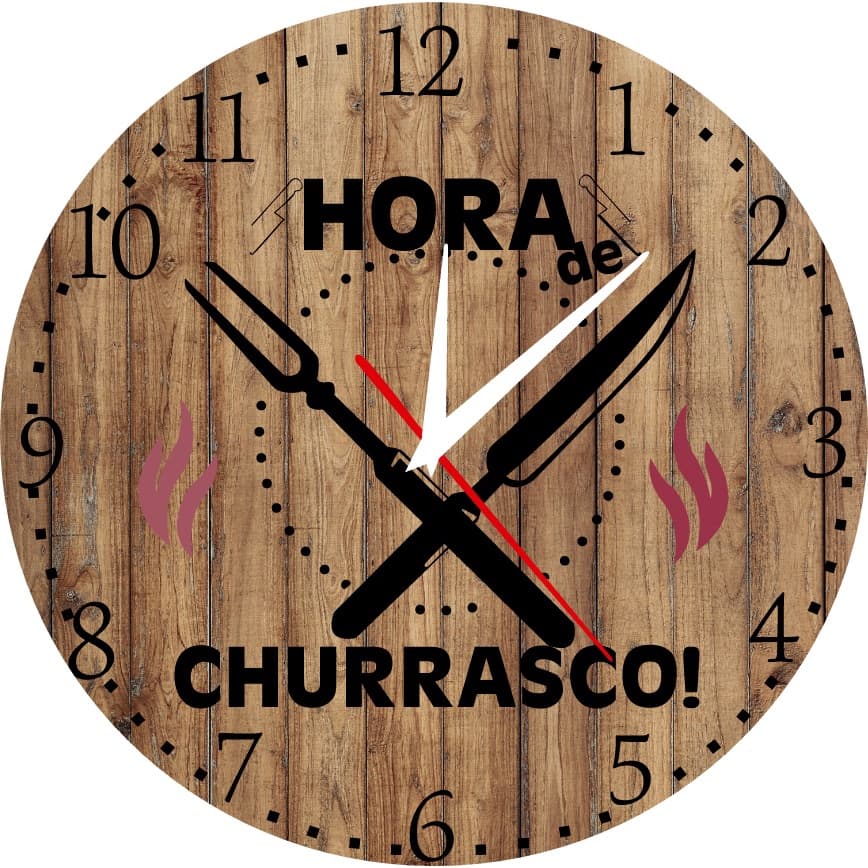 Relógio de parede vinil churrasco varanda gourmet 30cm