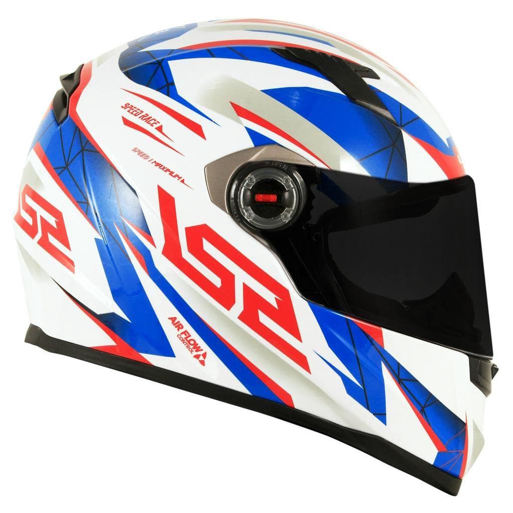 Capacete Ls2 ff358 Draze Branco Azul Vermelho