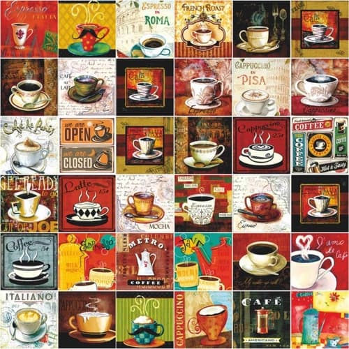 Papel De Parede Adesivo Casual Xicaras De Café Antigo 1,50m