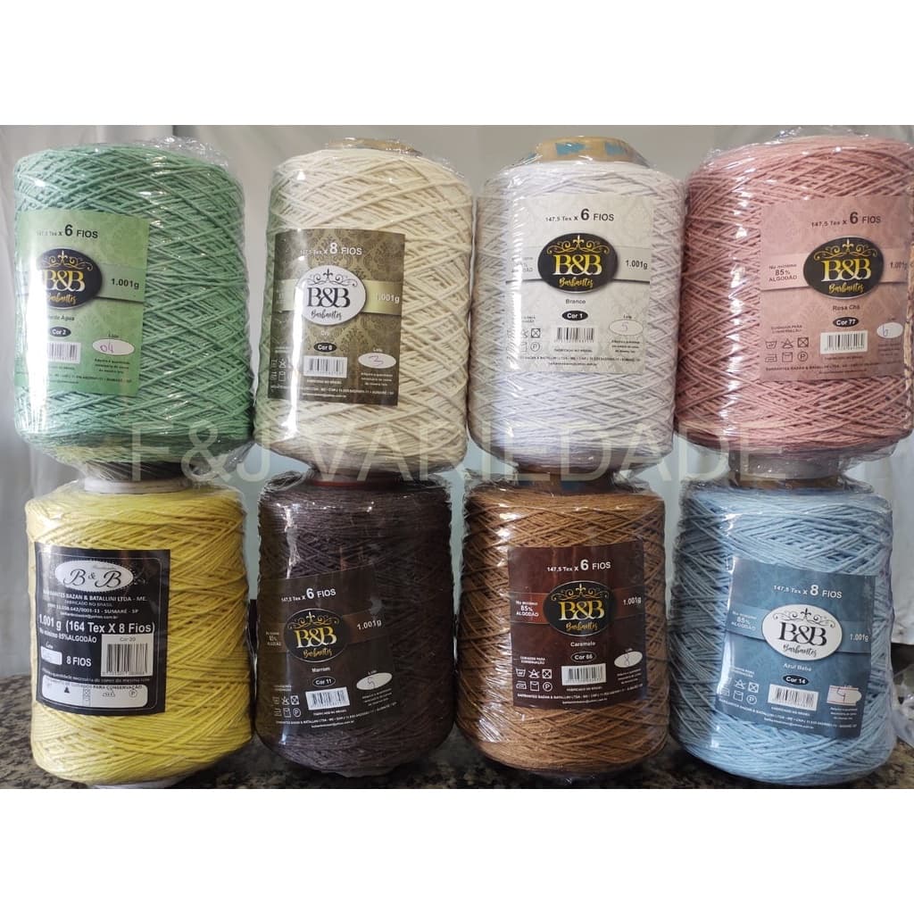 8 Barbantes B&B 1KG/6 ou 8 Fios Escolha suas Cores