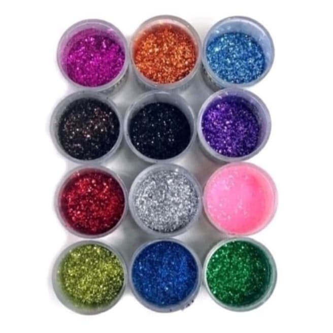 GLITTER REAL 12 CORES COM 3g CORES SORTIDAS PURPURINA GLITER