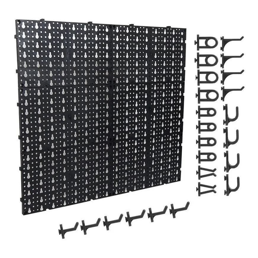 Painel Para Ferramentas Em Plástico Perfurado - Organizador - Preto