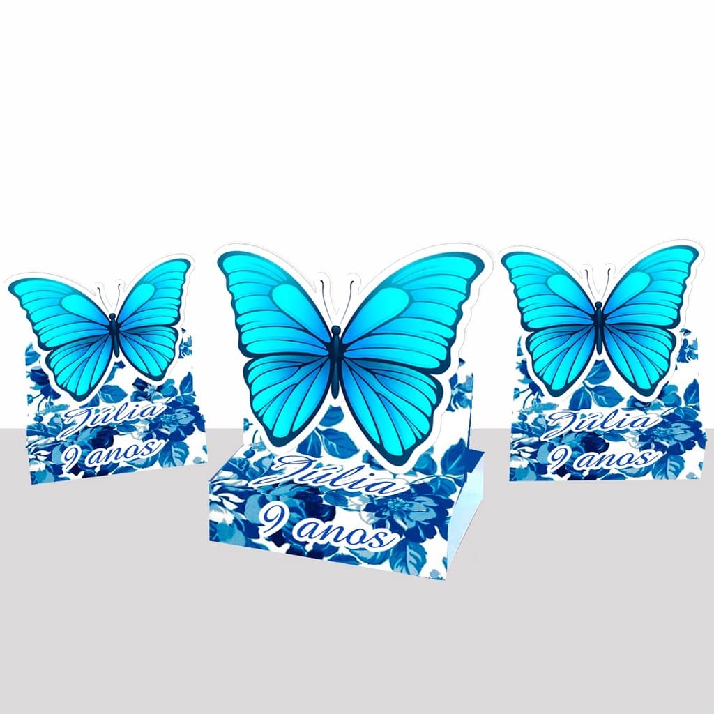 10 Caixinha Porta Chocolate Borboleta Azul Personalizada Lembrancinhas para Aniversário