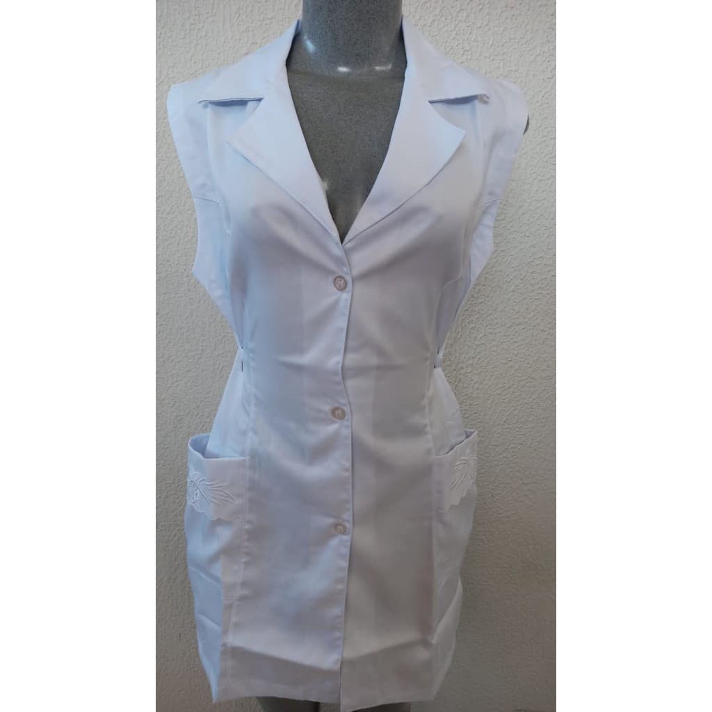 Jaleco Feminino Branco Bordado Tecido Microfibra ref : 977  - ÓTIMA QUALIDADE