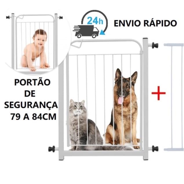 Portão Grade de Proteção Criança Cão Pet Bebê Segurança 78 A 82cm