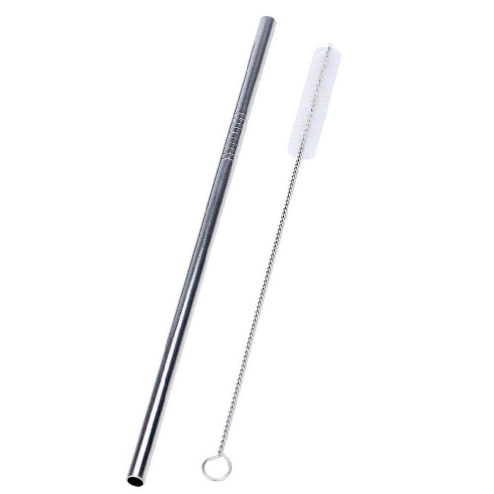 Canudo ecológico de inox de 26cm com escova de limpeza