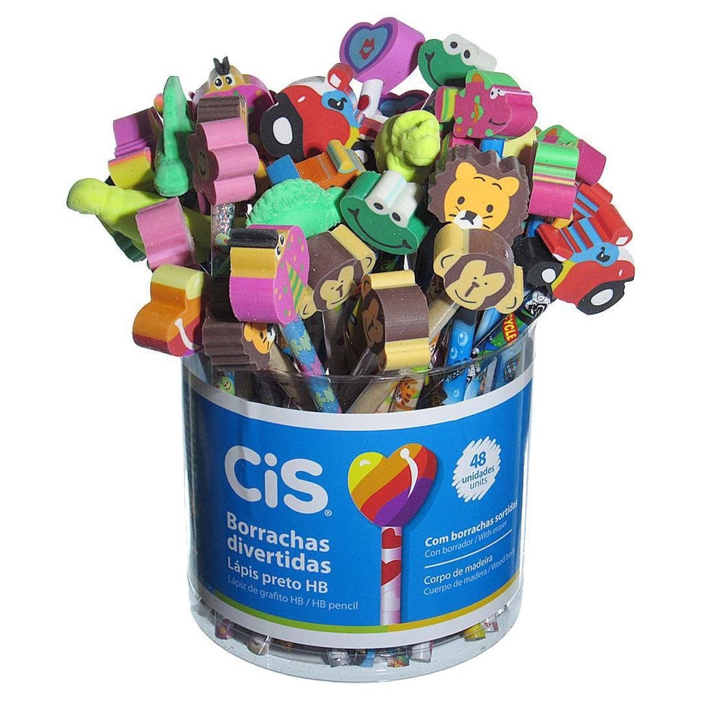 Kit de 3/6 Unidades De Lapis Decorado Borrachas Divertidas Cis