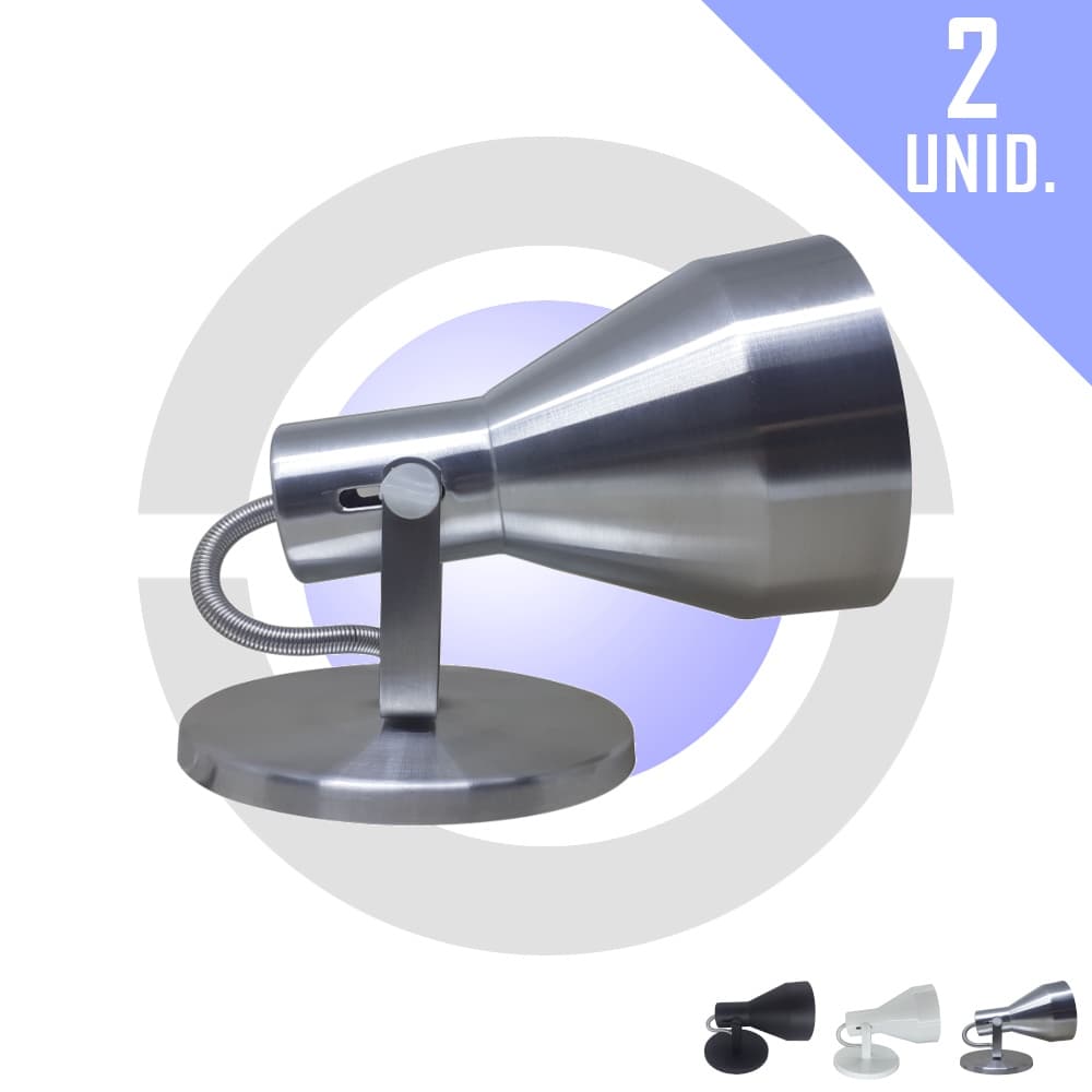 Kit 2 Spot Sobrepor Teto Parede Espelho Banheiro Quarto Computador p/ PAR30 LED E27 Bivolt Aluminio