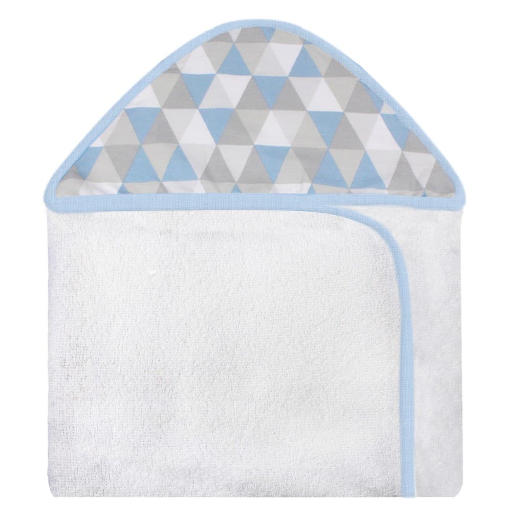 Toalha Com Capuz Estampado Losango Azul Forrada Com Tecido Toalha Fralda 100% Algodão
