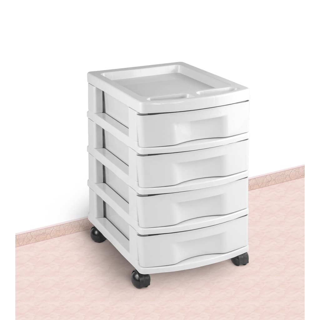 Gaveteiro Plástico Todo Branco 4 Gavetas Agraplast Cod 929