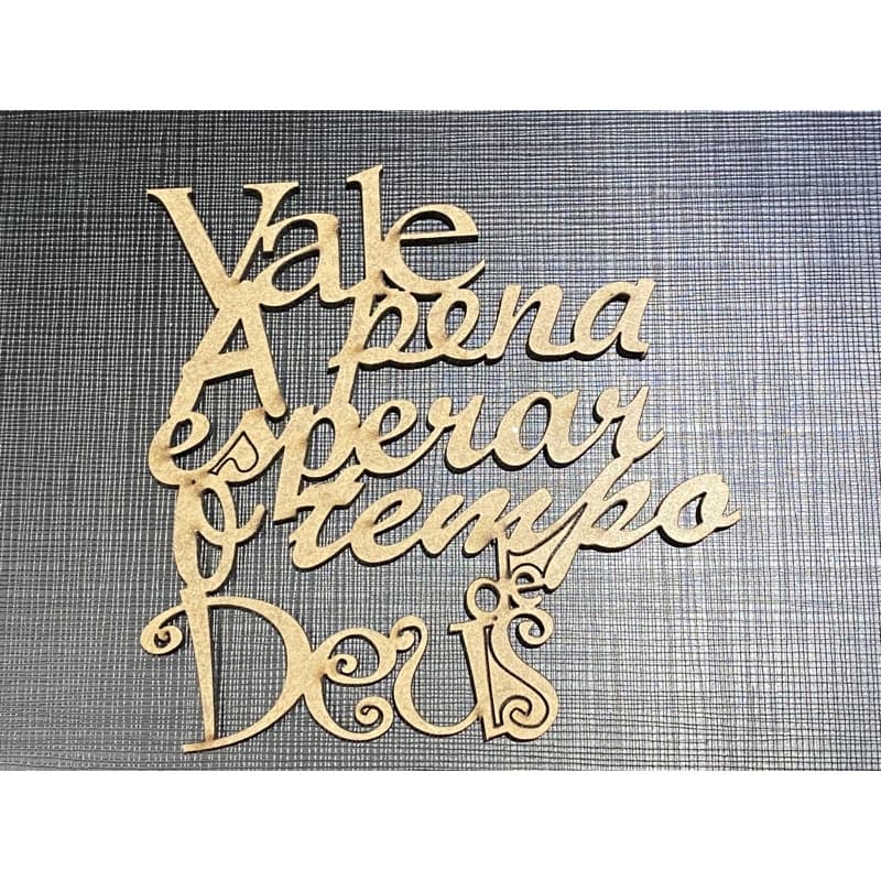 Kit com 2 unidades Recorte palavra VALE A PENA ESPERAR TEMPO DE DEUS aplique decorativo enfeite mdf convite casamento noivado enfeite presente lembrancinha recorte placa artesanato recorte