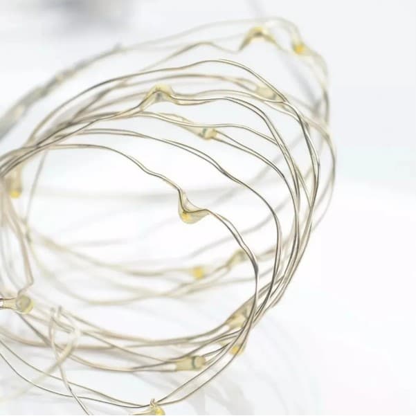 Fio Fada 50 Leds De Cobre Decoração À Pilha Branco Quente