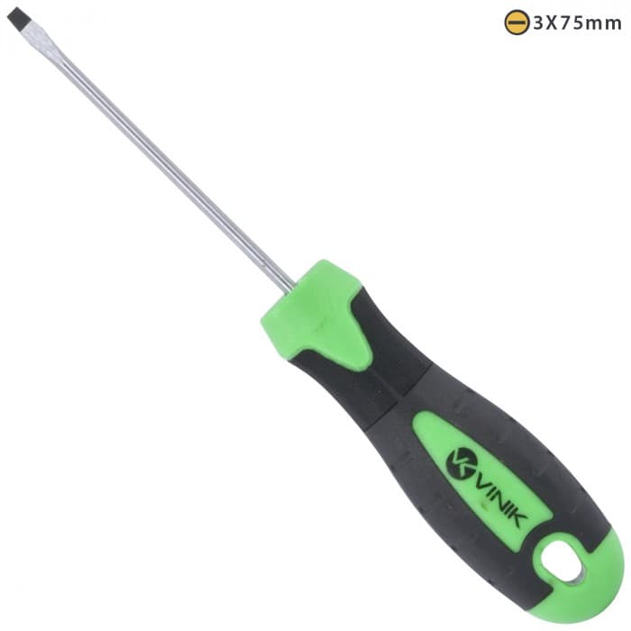 Chave De Fenda 3 X 75mm - 18 X 3 Pol. Em Aco E Ponta Cromo Vanadio E Cabo Plastico