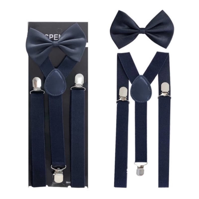 kit Suspensório + Gravata Borboleta Azul marinho ADULTO