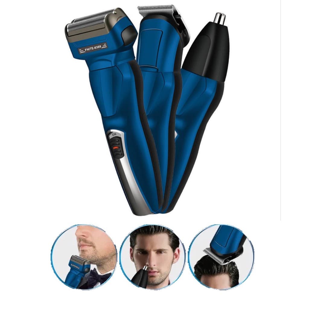 Barbeador Elétrico 3 em 1 USB Barba Nariz Cabelo