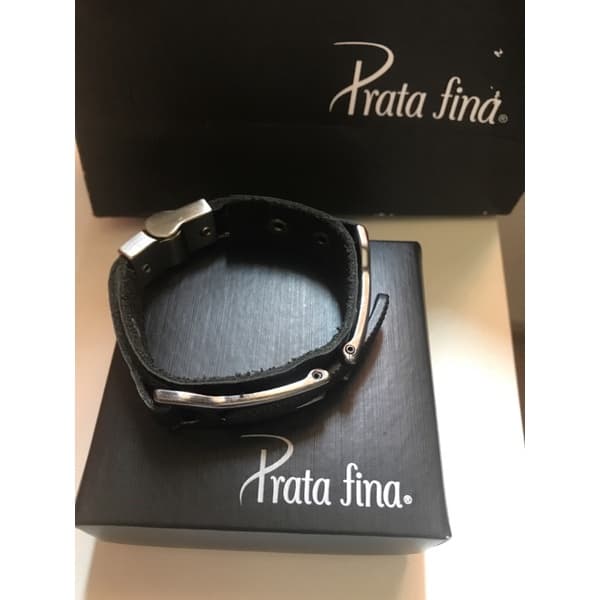 Pulseira de prata com detalhes em couro -  - liquida estoque - preço especial