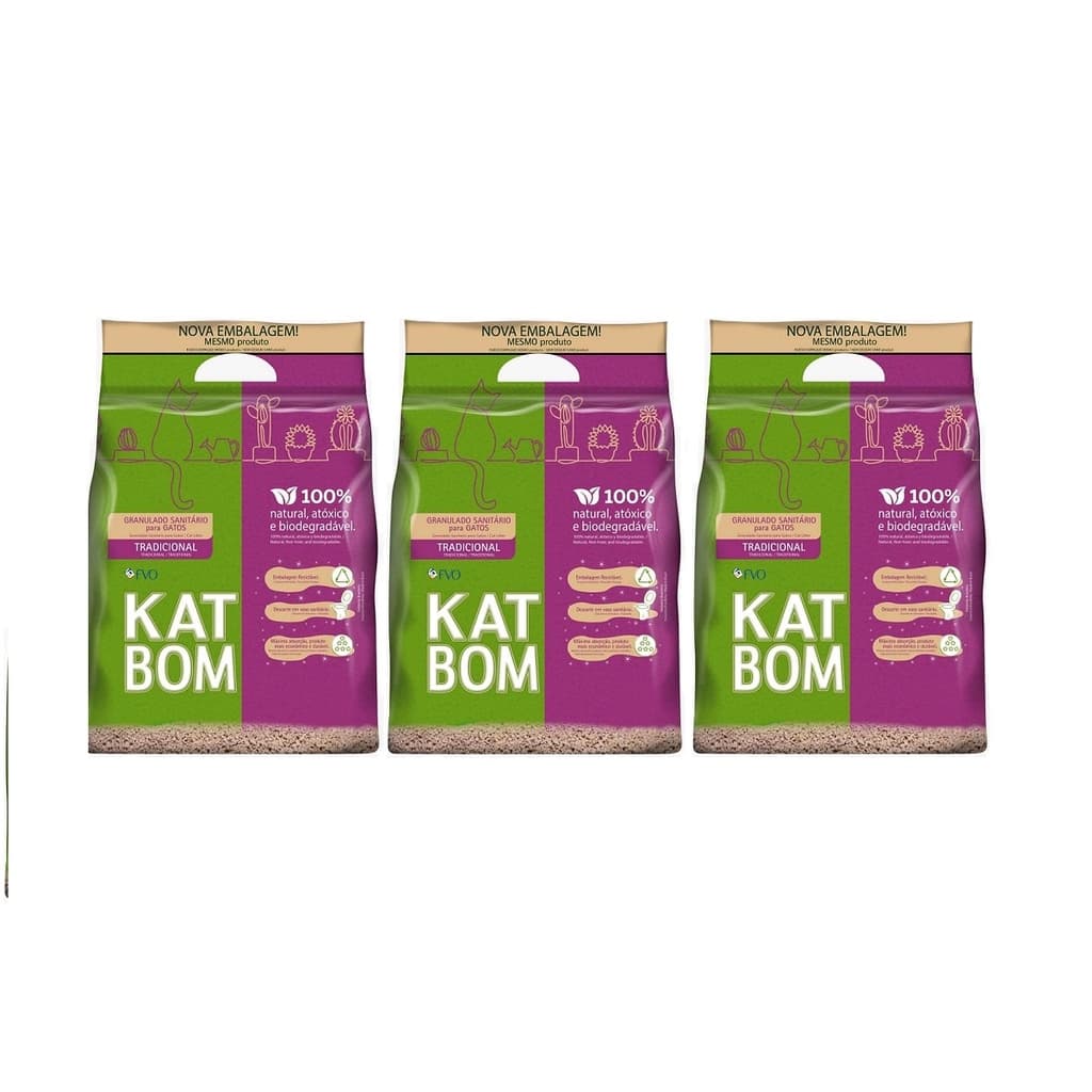 3 Katbom Granulado Sanitário Areia Para Gatos 3kg